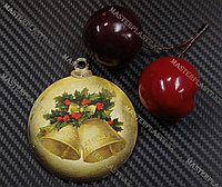 Новогодняя елочная игрушка деревянная (Шарик №5)