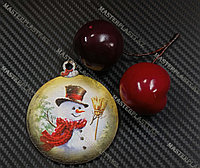 Новогодняя елочная игрушка деревянная (Шарик №21)