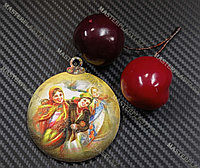 Новогодняя елочная игрушка деревянная (Шарик №22)