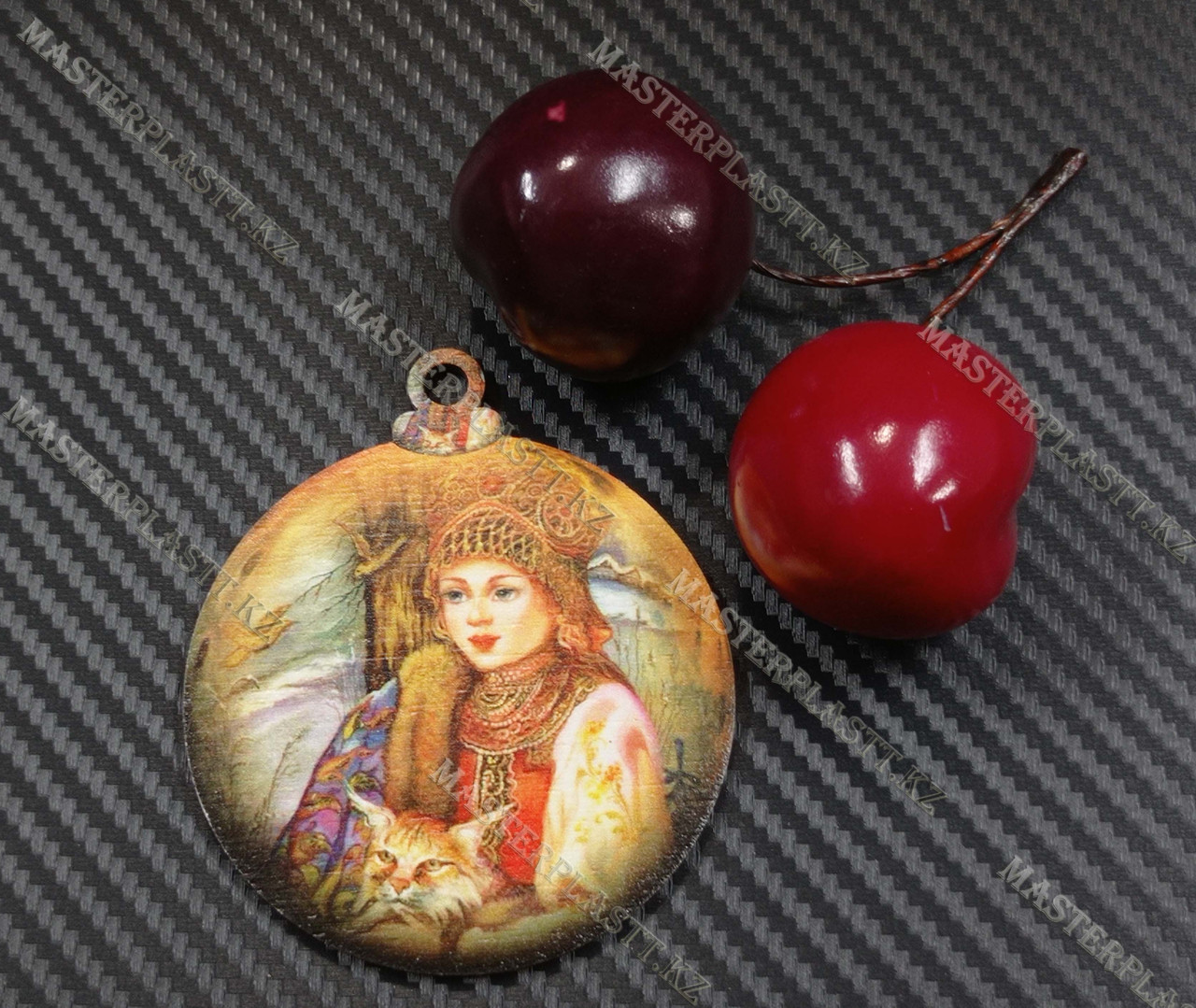 Новогодняя елочная игрушка деревянная (Шарик №24)