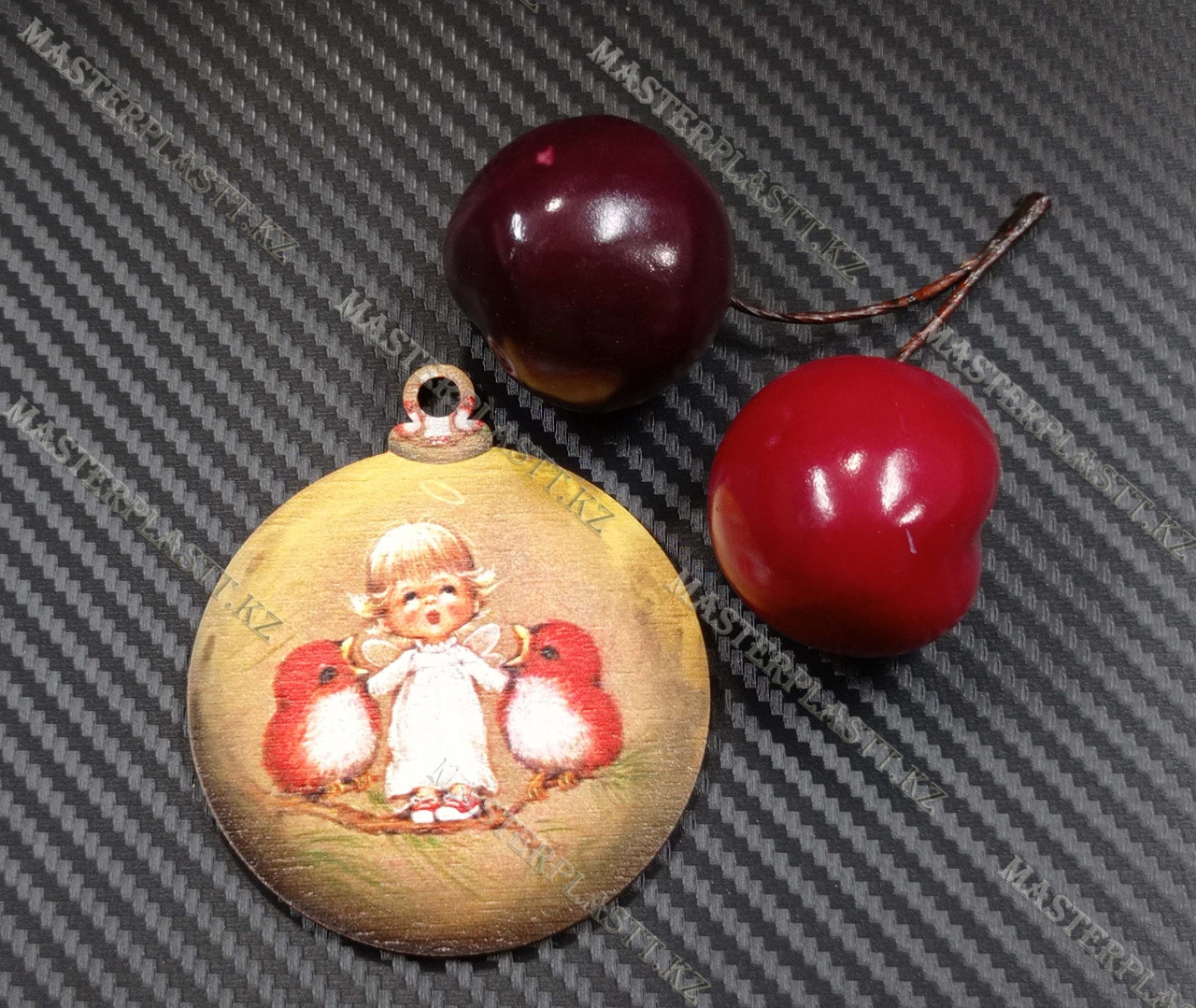 Новогодняя елочная игрушка деревянная (Шарик №57)