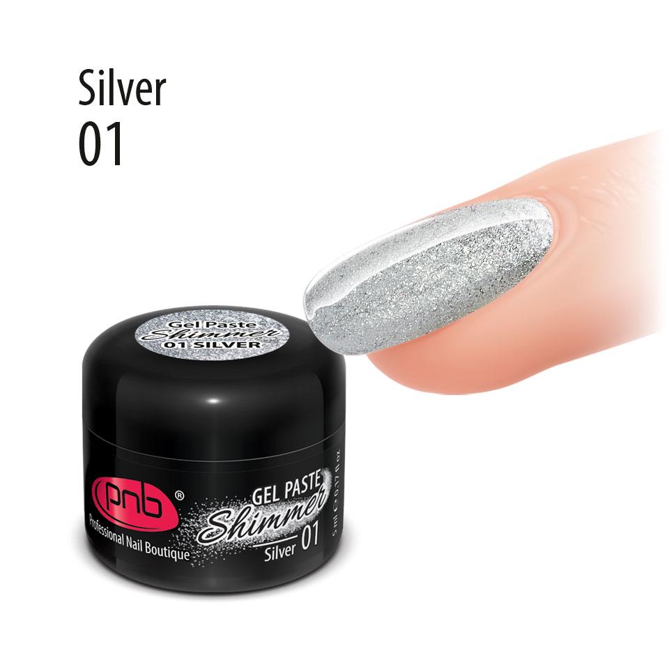 Гель-паста Shimmer PNB 01 Серебро - фото 2 - id-p82281432