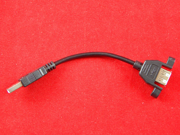 Кабель с креплениями USB-A (мама) на USB-A (папа), черный, 160 мм, фото 2