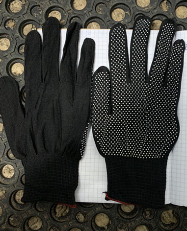 Перчатки хб с точечным пвх, черные, фото 2