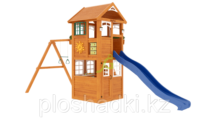 IgraGrad "Клубный домик" Luxe с деревянной лестницей, скалодромом, игровым столиком.