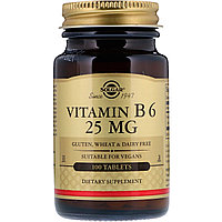 Витамин Б6, 25 мг, Солгар, 100 таблеток
