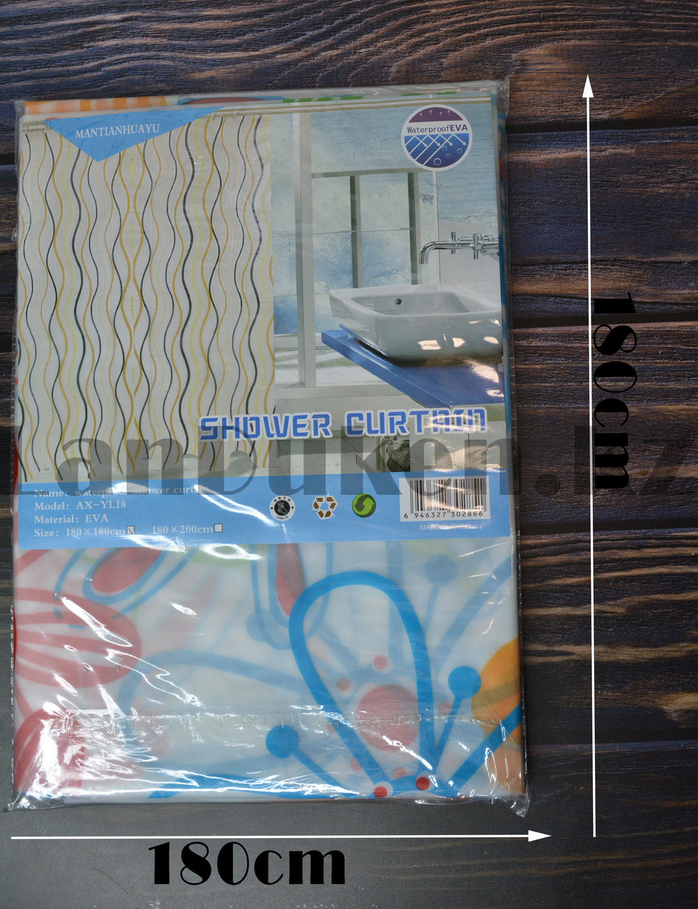 Водонепроницаемая тканевая шторка для ванной Waterproof Shower Curtain AX-YL18 180x180 см - фото 2 - id-p82304312