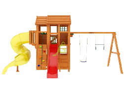 IgraGrad "Клубный домик 3 с трубой" с балконом, горкой-трубой, скалодромом, канатом.