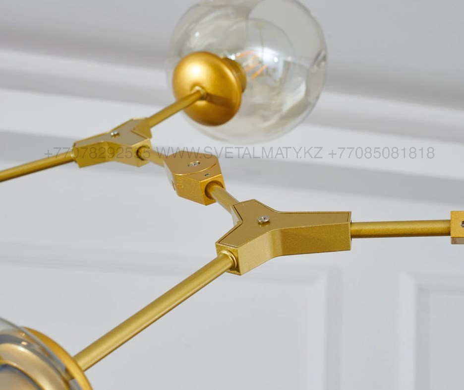 Люстра Молекула золотая на 7 ламп - фото 4 - id-p82329175