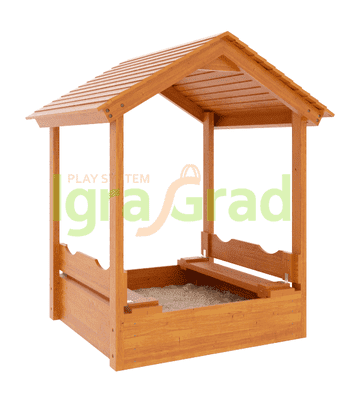 Детская песочница IgraGrad с деревянной крышей - фото 3 - id-p82340512