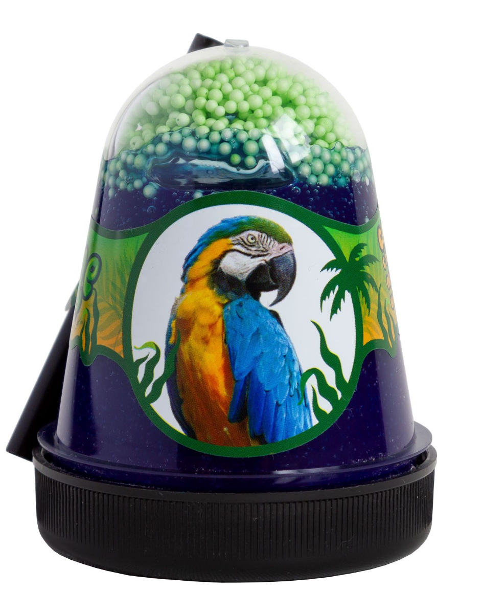 Жвачка для рук Jungle Slime Слайм с зелеными пенопластовыми шариками Попугай, 130 гр - фото 1 - id-p82355646