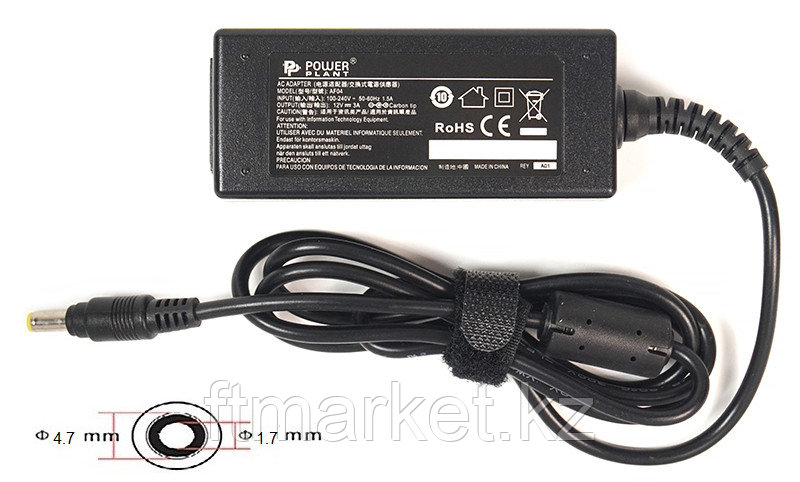 Блок питания для ноутбуков PowerPlant ASUS 220V, 12V 36W 3A (4.7*1.7)