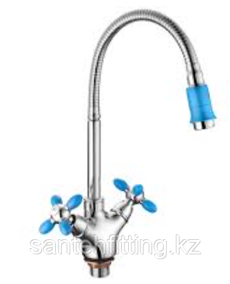 ZERIX LR84310B Смеситель для кухни с гибким изливом (цвет голубой) (10 шт/ящ)
