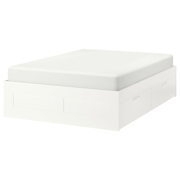 Кровать с ящиками БРИМНЭС белый 180х200 Лурой ИКЕА, IKEA