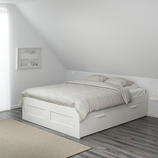 Кровать с ящиками БРИМНЭС белый 180х200 Лурой ИКЕА, IKEA, фото 2