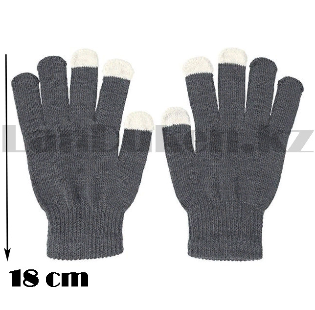 Перчатки для рук зимние сенсорные из плотного трикотажа темно-бирюзового цвета - фото 2 - id-p82465526