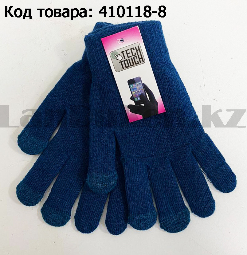 Перчатки для рук зимние сенсорные из плотного трикотажа темно-бирюзового цвета - фото 3 - id-p82465526
