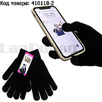 Перчатки для рук зимние сенсорные из плотного трикотажа черного цвета