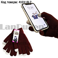Перчатки для рук зимние сенсорные из плотного трикотажа бордового цвета