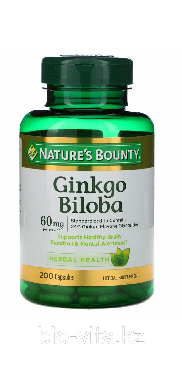 Гинкго Билоба, 60 мг, 200  капсул. Nature's Bounty