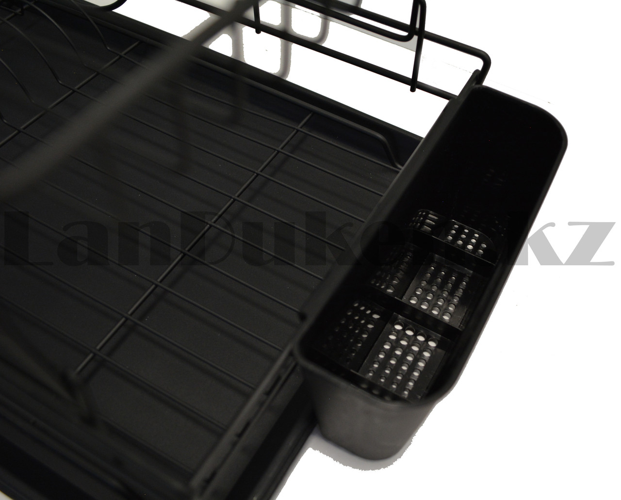 Сушка для посуды металлическая двухъярусная настольная и с поддоном 25х51 см Leevan WJ-3007 черная - фото 8 - id-p82463273