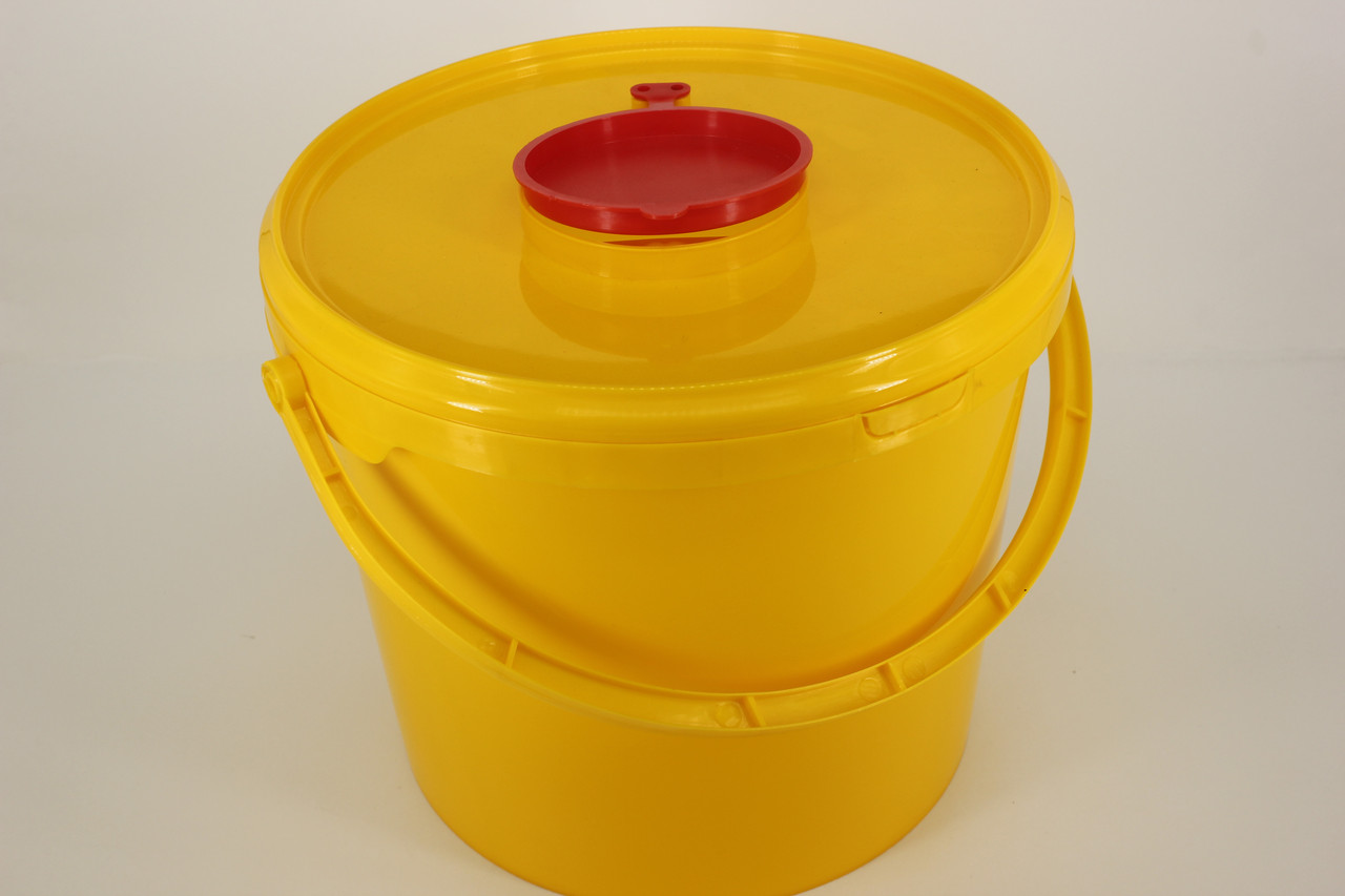 Емкость-контейнер пластик для сбора острого инструментария 6л желт.
