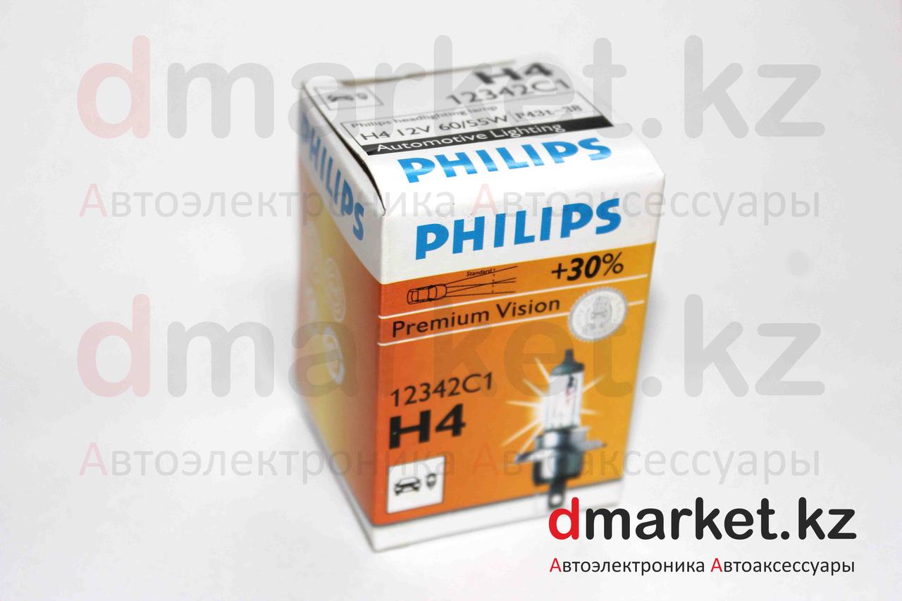 Лампа галогеновая Philips H4, 12V, 60/55W P43T-38, фото 1