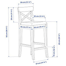 Стул барный НОРДВИКЕН черный 75 см ИКЕА, IKEA, фото 3