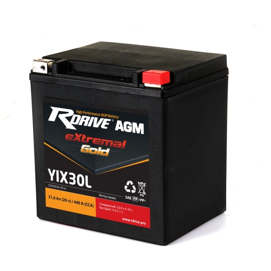 Мотоциклетный аккумулятор RDrive extremal Gold YTX30L