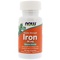 Железо (Iron), 36 мкг, двойная концентрация, 90 капсул, Now Foods
