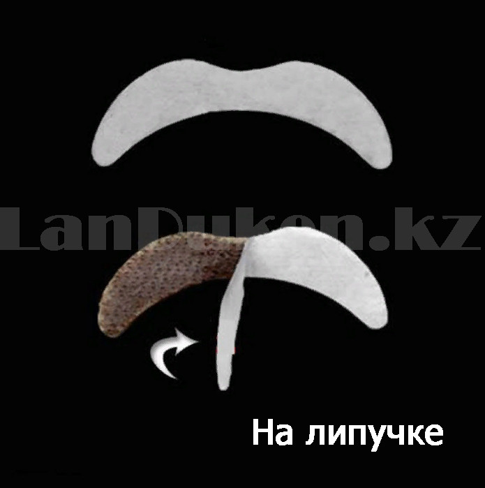 Набор усов накладных маскарадных самоклеющихся из плотного черного материала 6 видов в упаковке - фото 4 - id-p82517142