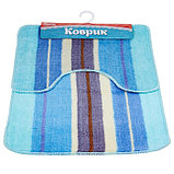 Набор ковриков для ванны и туалета Доляна «Полоски», 2 шт: 35×45, 45×70 см, цвет голубой, фото 4