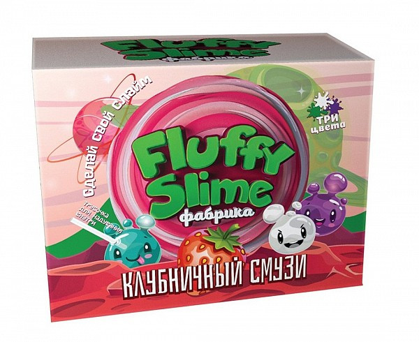Fluffy Slime Набор для опытов "Фабрика флаффи слайма" - Клубничный смузи