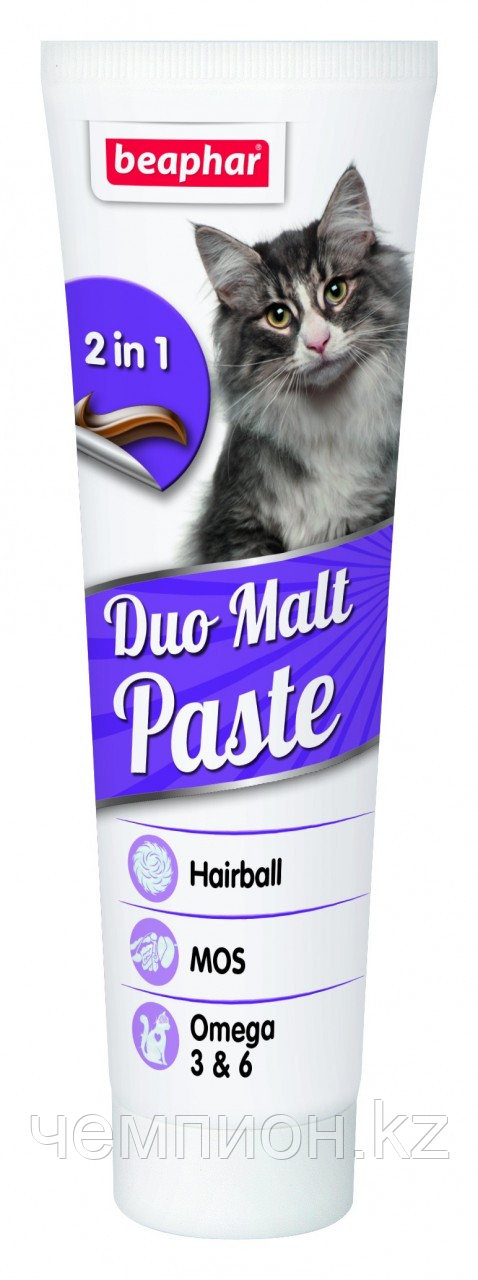 Beaphar *Duo Malt Paste*, паста для выведения шерсти у кошек, 100г
