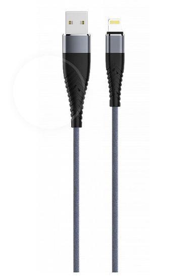 Кабель OLMIO SOLID, USB 2.0 - lightning, 1.2м, 2.1A, усиленный, цвет титановый
