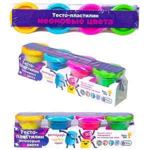 Набор для лепки Genio Kids "Тесто-пластилин. Неоновые цвета", 4 цвета, картон, пленка