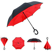 Умный зонт Наоборот, цвет красный + черный