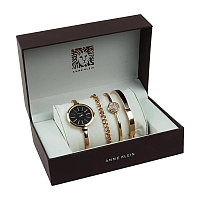 Часы в подарочной упаковке Anne Klein, цвет розово-золотистый + черный