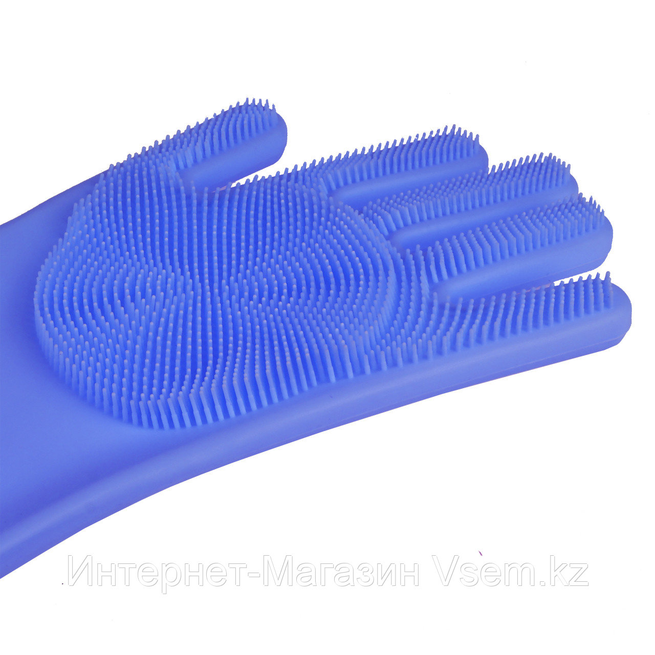 Силиконовые перчатки для мытья посуды, цвет голубой