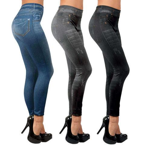 Комплект из 3-х леджинсов Slim Jeggings [джеггинсы трех расцветок, корректирующие, утепленные] (L-XL) - фото 3 - id-p82587503