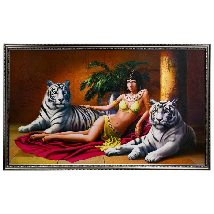 Картина "Царица с белыми тиграми" 64х104 см