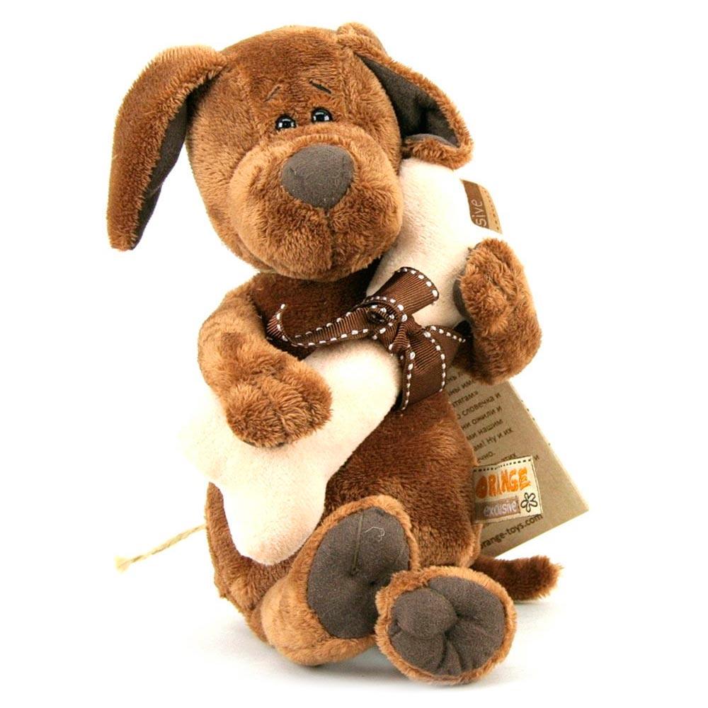 Orange Toys Мягкая игрушка Пёс Барбоська с косточкой, 20 см.