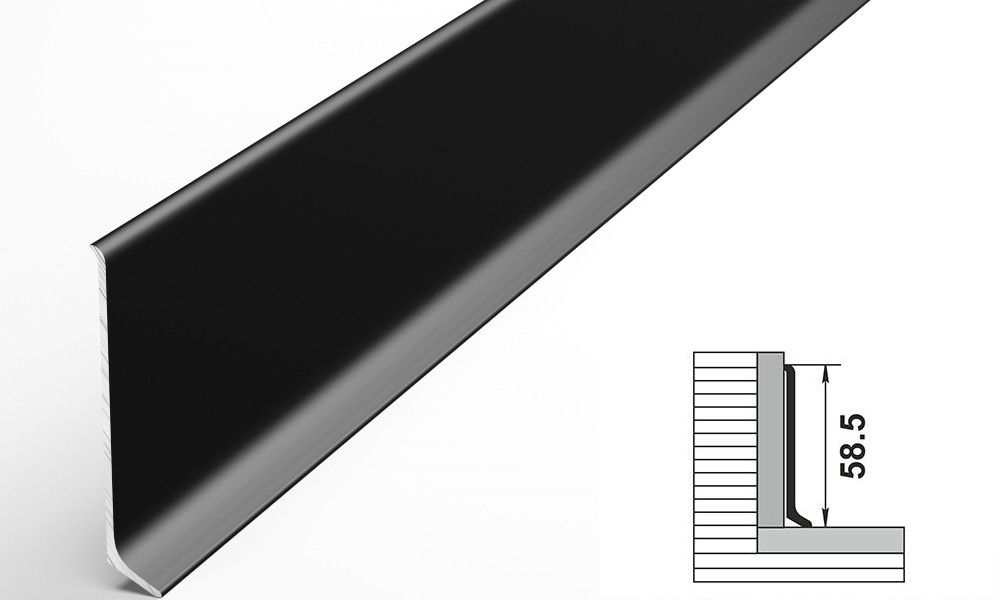 Плинтус алюминиевый L- образный Черный 60*10*3000 мм - фото 3 - id-p82613351
