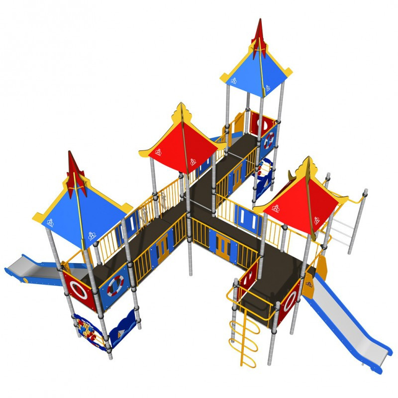 Игровой комплекс «Море» Romana, игровые башни, 2 горки, шведские стенки, рукоходы, фото 1