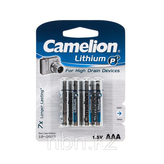 Батарейка CAMELION Lithium P7 FR03-BP4 4 шт. в блистере - фото 1 - id-p82622741