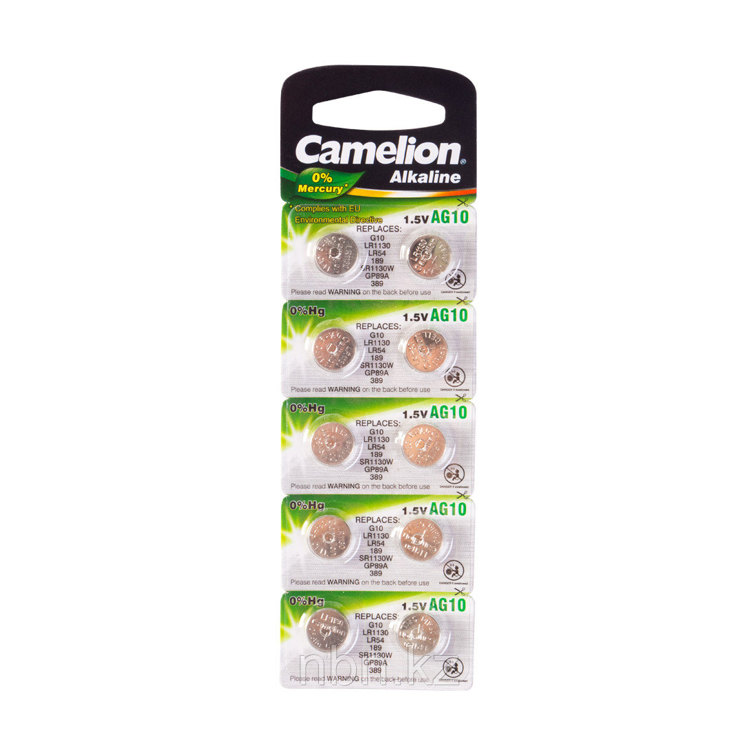 Батарейка CAMELION Alkaline AG10-BP10(0%Hg) 10 шт. в блистере - фото 1 - id-p82622704