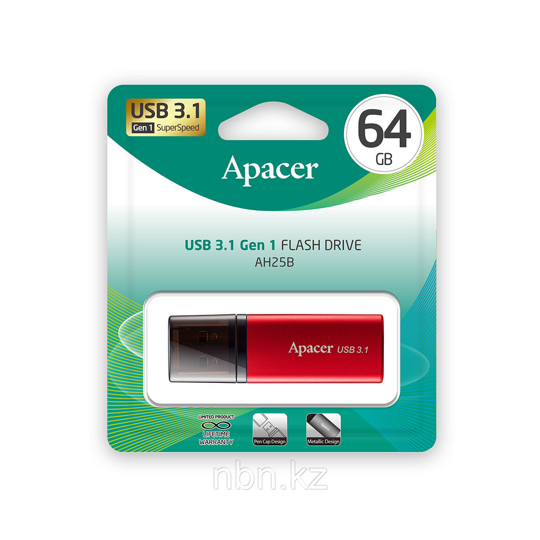 USB-накопитель Apacer AH25B 64GB Красный - фото 3 - id-p82622497