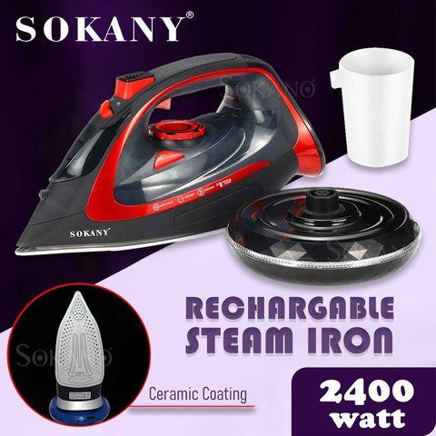 Утюг паровой беспроводной с керамической подошвой Sokany Steam Iron 2400W - фото 1 - id-p82683490