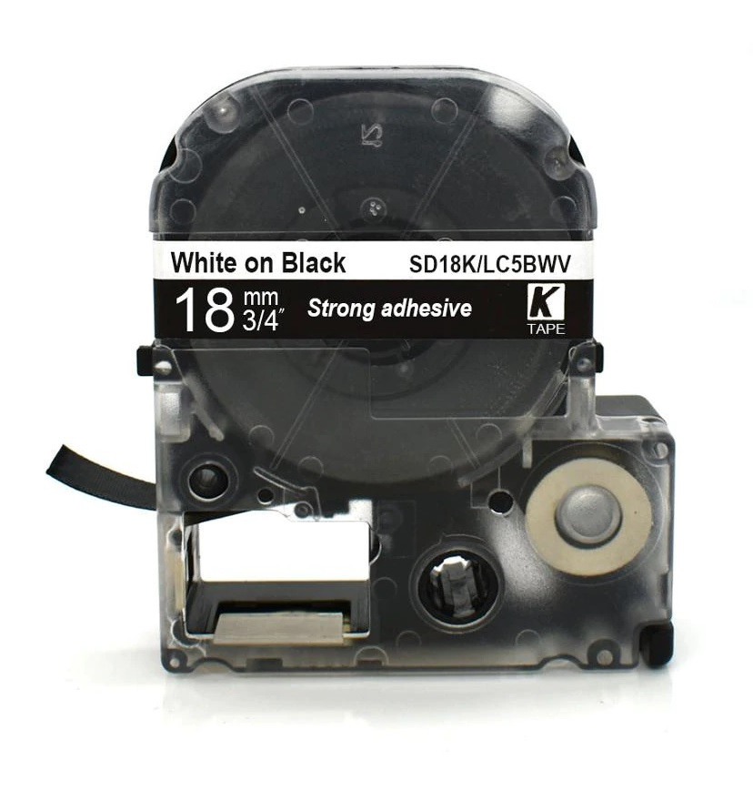 Картридж (LC-5BWV) для Epson LabelWorks LW-300, LW-400 (лента 18mmx8m) ,белый на черном
