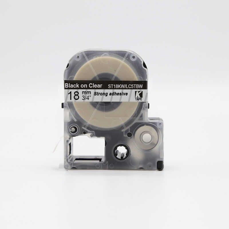 Картридж (LC-5TBW) для Epson LabelWorks LW-300, LW-400(лента 18mmx8m),черный на прозрачном